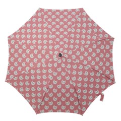 Cute Cat Faces White And Pink Hook Handle Umbrellas (medium) by SpinnyChairDesigns