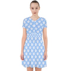 Cute Cat Faces White And Blue  Adorable In Chiffon Dress by SpinnyChairDesigns