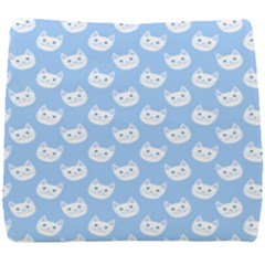 Cute Cat Faces White And Blue  Seat Cushion by SpinnyChairDesigns