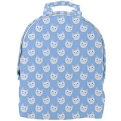 Cute Cat Faces White And Blue  Mini Full Print Backpack by SpinnyChairDesigns