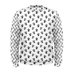 Cat Dog Animal Paw Prints Pattern Black And White Men s Sweatshirt by SpinnyChairDesigns