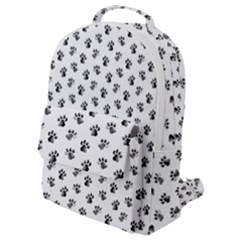 Cat Dog Animal Paw Prints Pattern Black And White Flap Pocket Backpack (small) by SpinnyChairDesigns