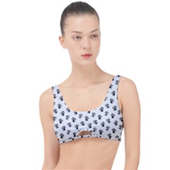 Cat Dog Animal Paw Prints Pattern Black And White The Little Details Bikini Top by SpinnyChairDesigns