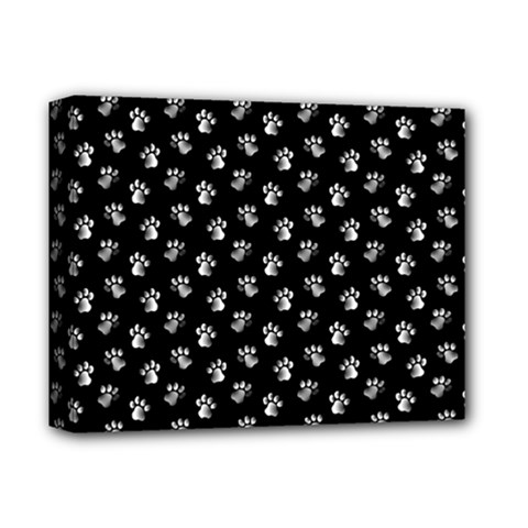 Cat Dog Animal Paw Prints Black And White Deluxe Canvas 14  X 11  (stretched)