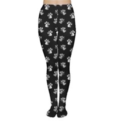 Cat Dog Animal Paw Prints Black and White Tights