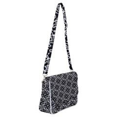 Black And White Decorative Design Pattern Shoulder Bag With Back Zipper by SpinnyChairDesigns