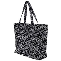 Black and White Decorative Design Pattern Zip Up Canvas Bag