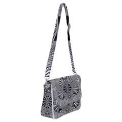 Abstract Art Black And White Floral Intricate Pattern Shoulder Bag With Back Zipper by SpinnyChairDesigns