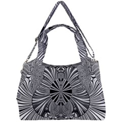Abstract Art Black And White Floral Intricate Pattern Double Compartment Shoulder Bag by SpinnyChairDesigns