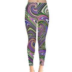 Abstract Art Purple Swirls Pattern Leggings 