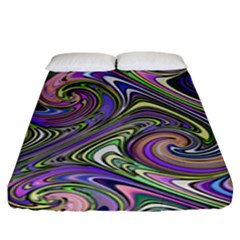 Abstract Art Purple Swirls Pattern Fitted Sheet (King Size)