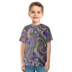 Abstract Art Purple Swirls Pattern Kids  Sport Mesh Tee