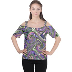 Abstract Art Purple Swirls Pattern Cutout Shoulder Tee