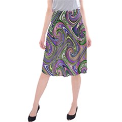 Abstract Art Purple Swirls Pattern Midi Beach Skirt