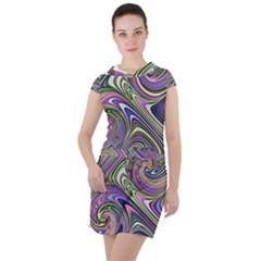 Abstract Art Purple Swirls Pattern Drawstring Hooded Dress