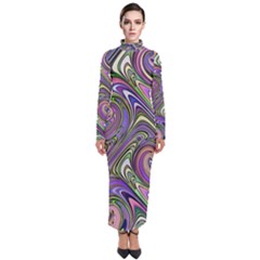 Abstract Art Purple Swirls Pattern Turtleneck Maxi Dress