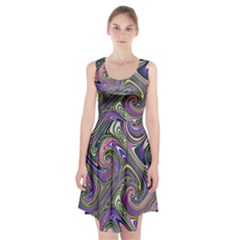 Abstract Art Purple Swirls Pattern Racerback Midi Dress