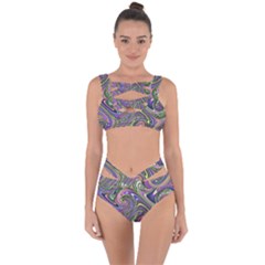 Abstract Art Purple Swirls Pattern Bandaged Up Bikini Set 