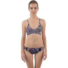 Abstract Art Purple Swirls Pattern Wrap Around Bikini Set