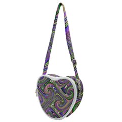 Abstract Art Purple Swirls Pattern Heart Shoulder Bag