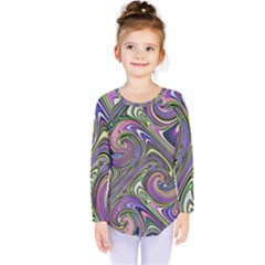 Abstract Art Purple Swirls Pattern Kids  Long Sleeve Tee