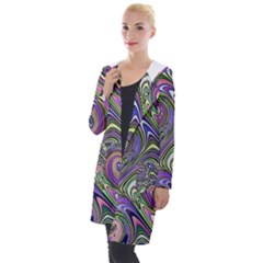 Abstract Art Purple Swirls Pattern Hooded Pocket Cardigan