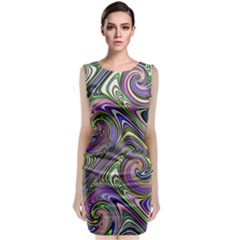 Abstract Art Purple Swirls Pattern Sleeveless Velvet Midi Dress