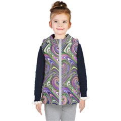 Abstract Art Purple Swirls Pattern Kids  Hooded Puffer Vest