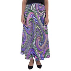 Abstract Art Purple Swirls Pattern Flared Maxi Skirt