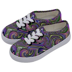 Abstract Art Purple Swirls Pattern Kids  Classic Low Top Sneakers