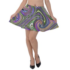 Abstract Art Purple Swirls Pattern Velvet Skater Skirt