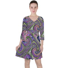 Abstract Art Purple Swirls Pattern Ruffle Dress