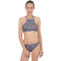 Abstract Art Purple Swirls Pattern Racer Front Bikini Set