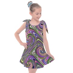 Abstract Art Purple Swirls Pattern Kids  Tie Up Tunic Dress