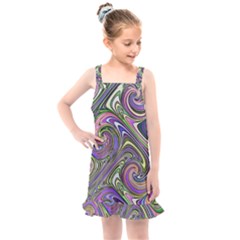 Abstract Art Purple Swirls Pattern Kids  Overall Dress