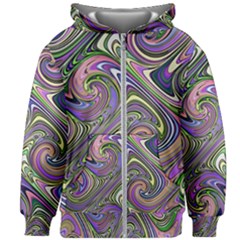 Abstract Art Purple Swirls Pattern Kids  Zipper Hoodie Without Drawstring