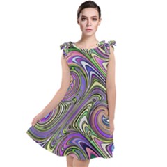 Abstract Art Purple Swirls Pattern Tie Up Tunic Dress