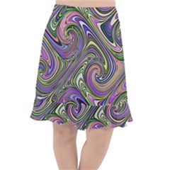 Abstract Art Purple Swirls Pattern Fishtail Chiffon Skirt