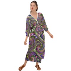 Abstract Art Purple Swirls Pattern Grecian Style  Maxi Dress