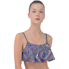 Abstract Art Purple Swirls Pattern Frill Bikini Top