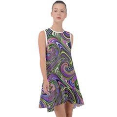 Abstract Art Purple Swirls Pattern Frill Swing Dress