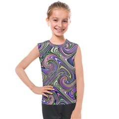 Abstract Art Purple Swirls Pattern Kids  Mesh Tank Top