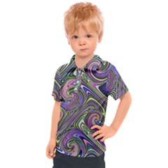 Abstract Art Purple Swirls Pattern Kids  Polo Tee