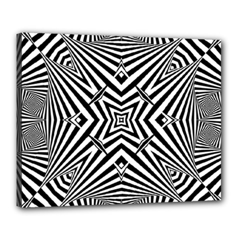 Black And White Line Art Pattern Stripes Canvas 20  X 16  (stretched) by SpinnyChairDesigns