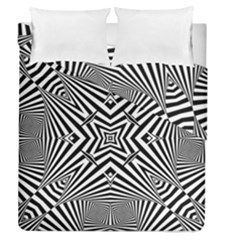 Black And White Line Art Pattern Stripes Duvet Cover Double Side (queen Size) by SpinnyChairDesigns