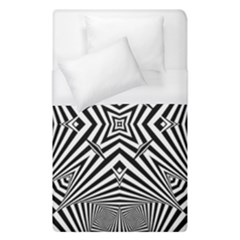 Black And White Line Art Pattern Stripes Duvet Cover (single Size) by SpinnyChairDesigns