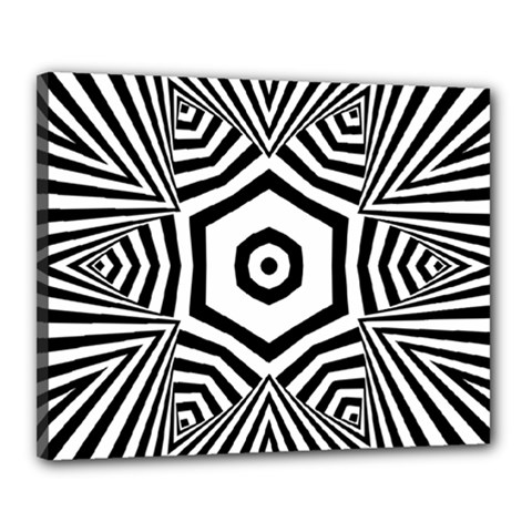 Black And White Line Art Stripes Pattern Canvas 20  X 16  (stretched) by SpinnyChairDesigns