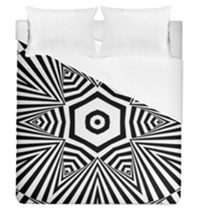 Black And White Line Art Stripes Pattern Duvet Cover (queen Size) by SpinnyChairDesigns