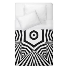 Black And White Line Art Stripes Pattern Duvet Cover (single Size) by SpinnyChairDesigns