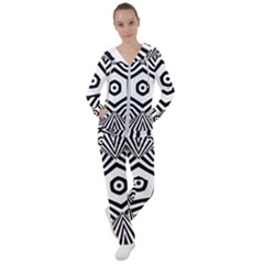 Black And White Line Art Stripes Pattern Women s Tracksuit by SpinnyChairDesigns